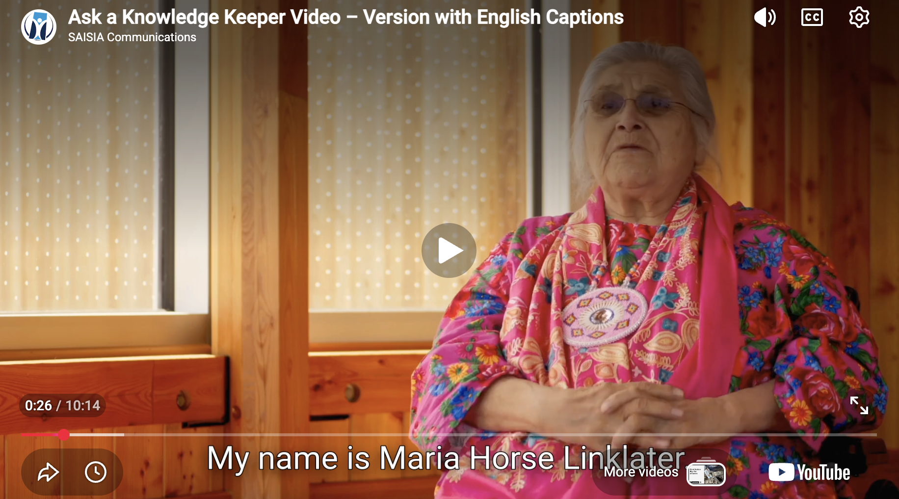SAISIA's Ask a Knowledge Keeper Video Resource for Newcomers